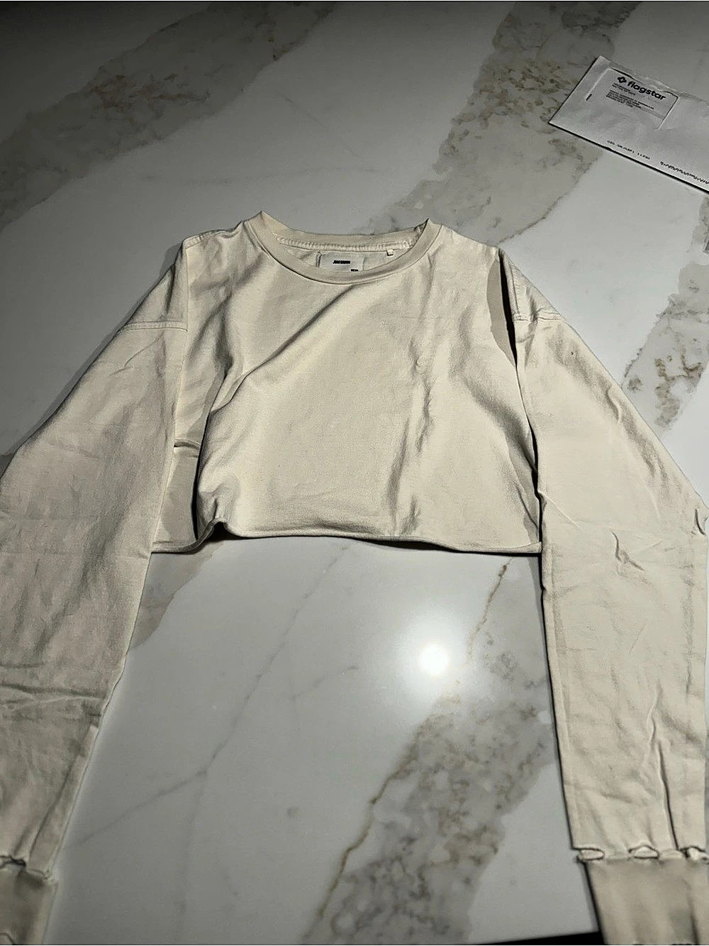 JOAH BROWN Slouchy Crop Long Sleeve Cream one size